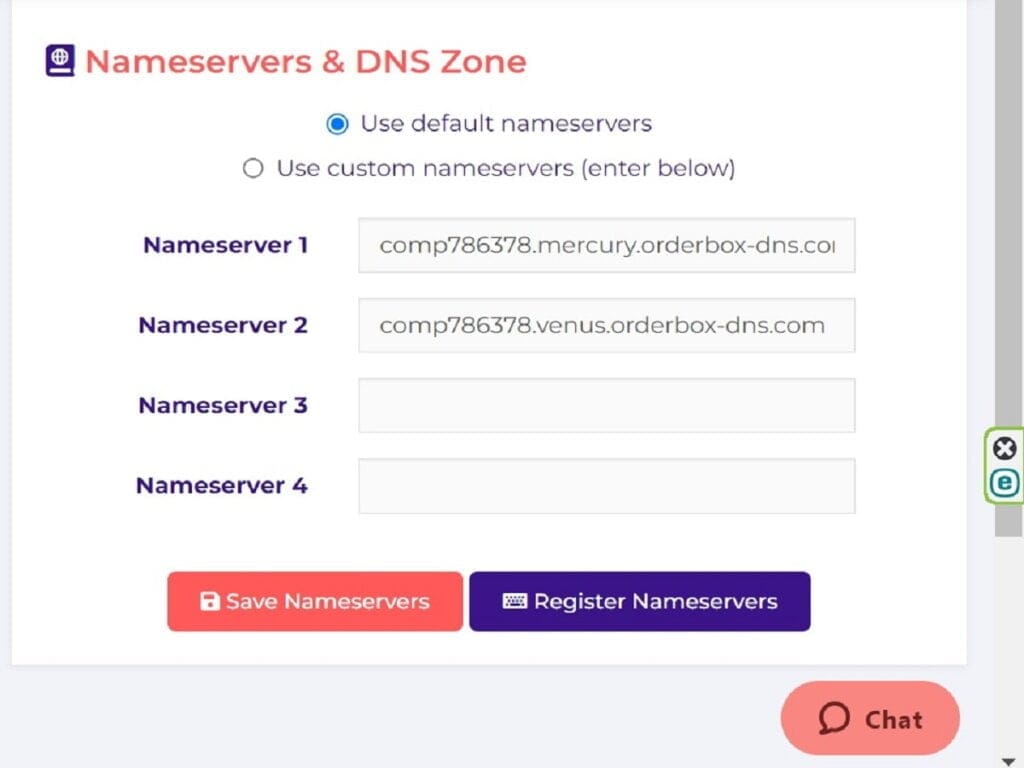 03a open nameservers settings at domain registrar