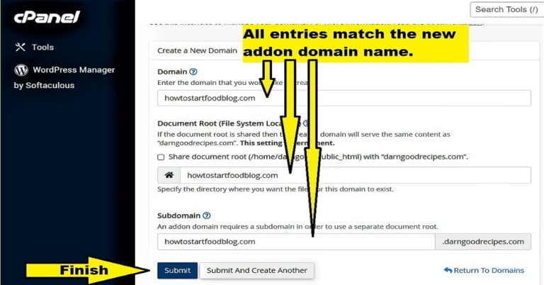 addon domain in cpanel