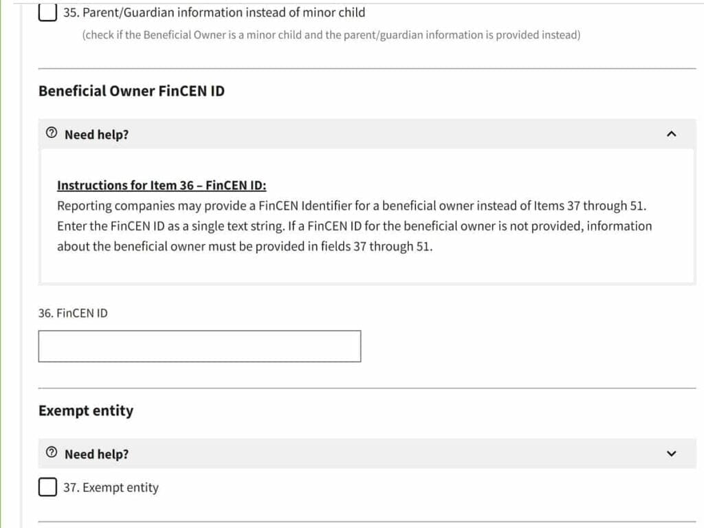 boi reporting filing information questions 35 thru 37