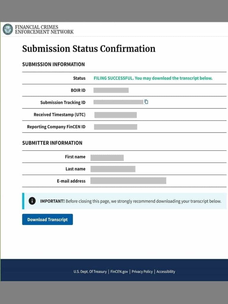 boi reporting filing submission status confirmation