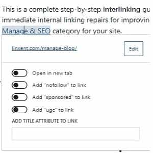 example of no changed options for internal link