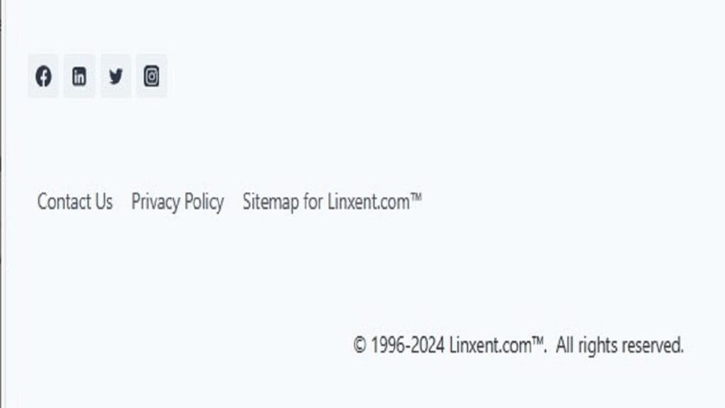 internal linking example of minimum footer navigation