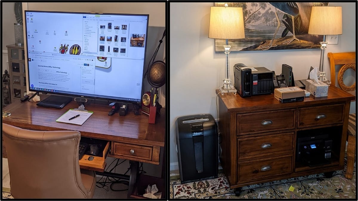Linxent.com™ professional home office setup featuring a high-performance workstation and network infrastructure including NAS, UPS, and router.