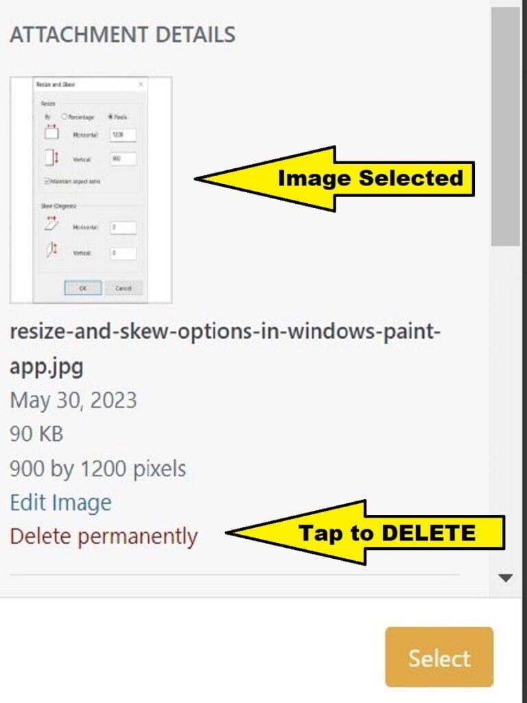 media library file option to delete permanently