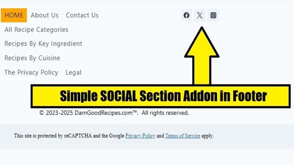simple social section addon in footer simple social section addon in footer