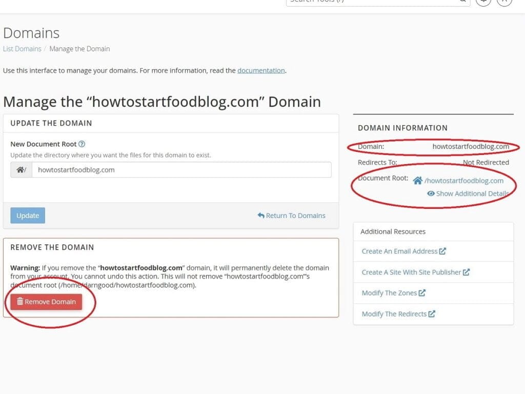 step 3 how to remove an addon domain