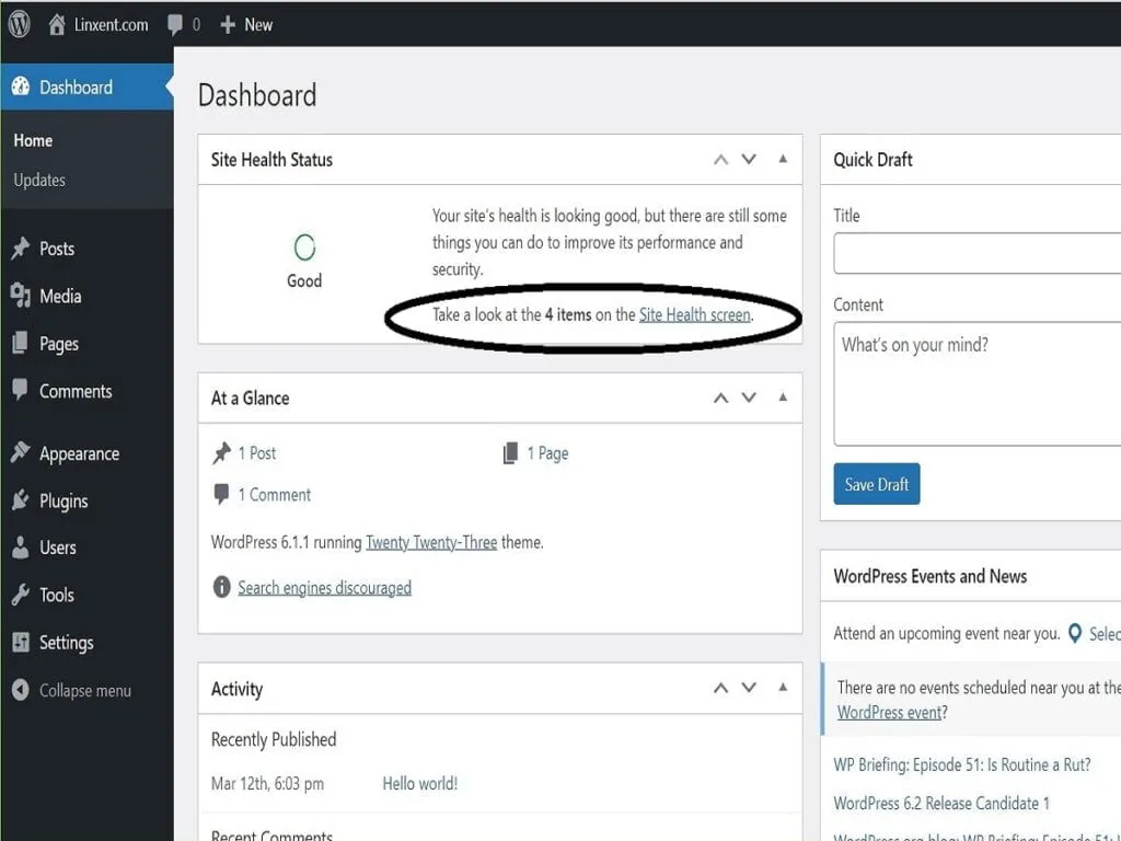 Step3c. WP admin dashboard default step3c wordpress admin dashboard default
