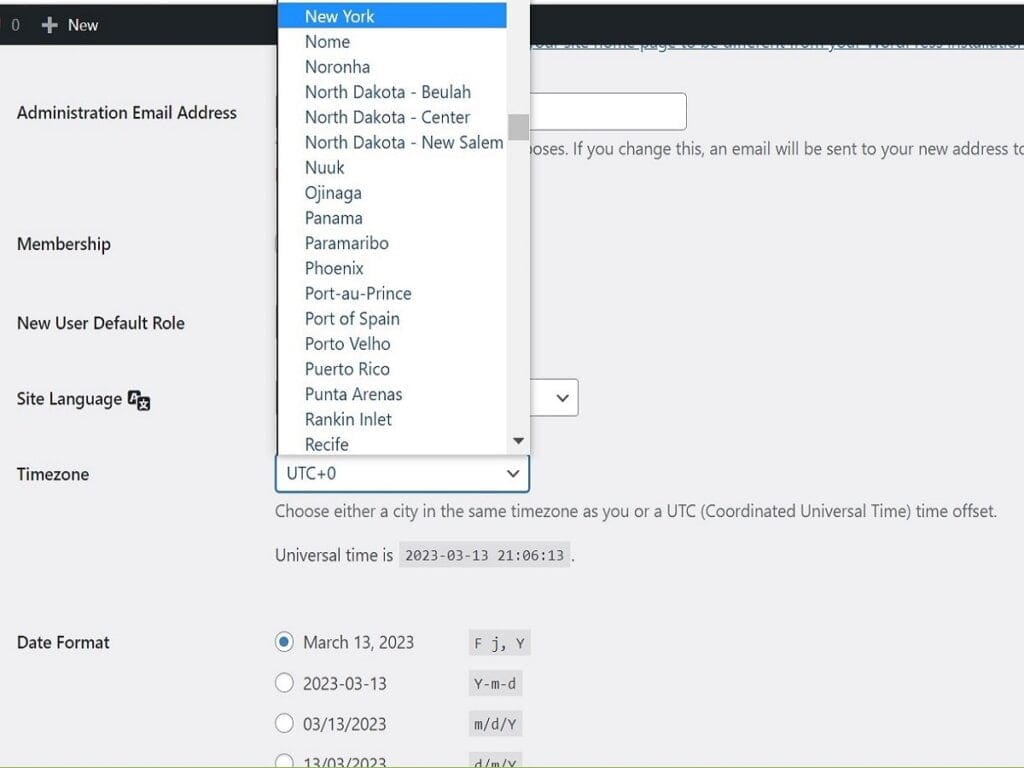 step3k settings general set time zone