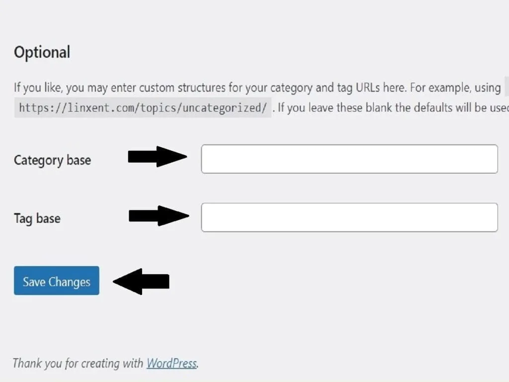 Step3p. Settings permalinks permalink structure set optional to blank step3p settings permalinks permalink structure set optional to blank