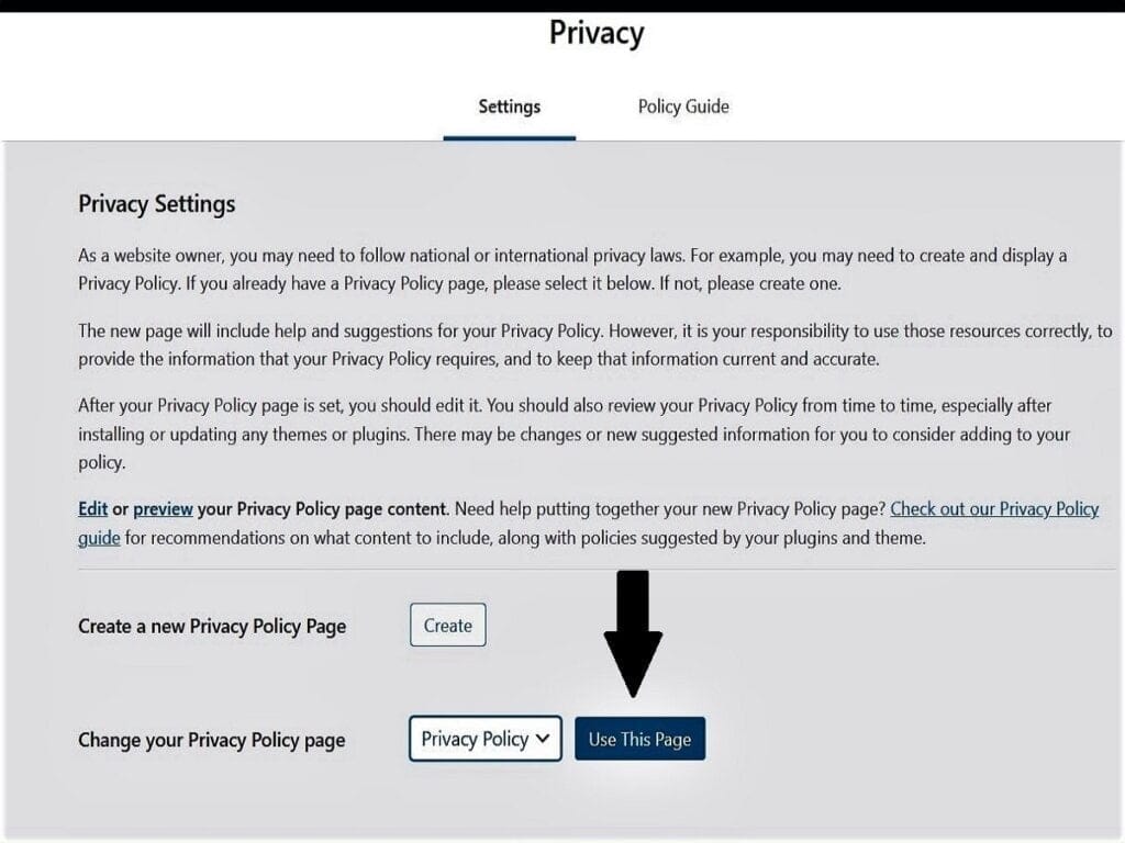 step3q settings privacy default tap use this page