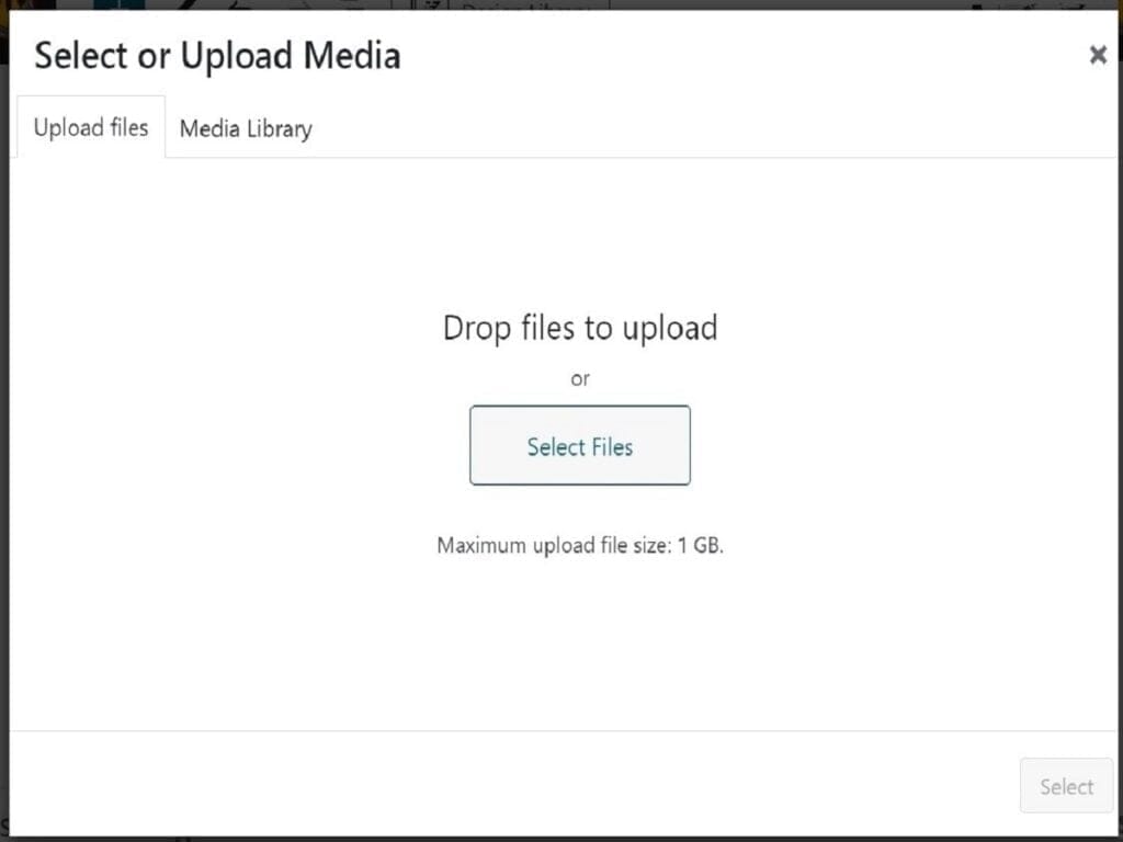 uploading using media library tab upload files